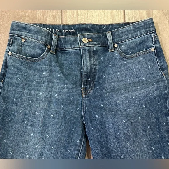 Talbots Flawless Slim Ankle Pattern Denim Jeans Size 8P - Picture 3 of 7